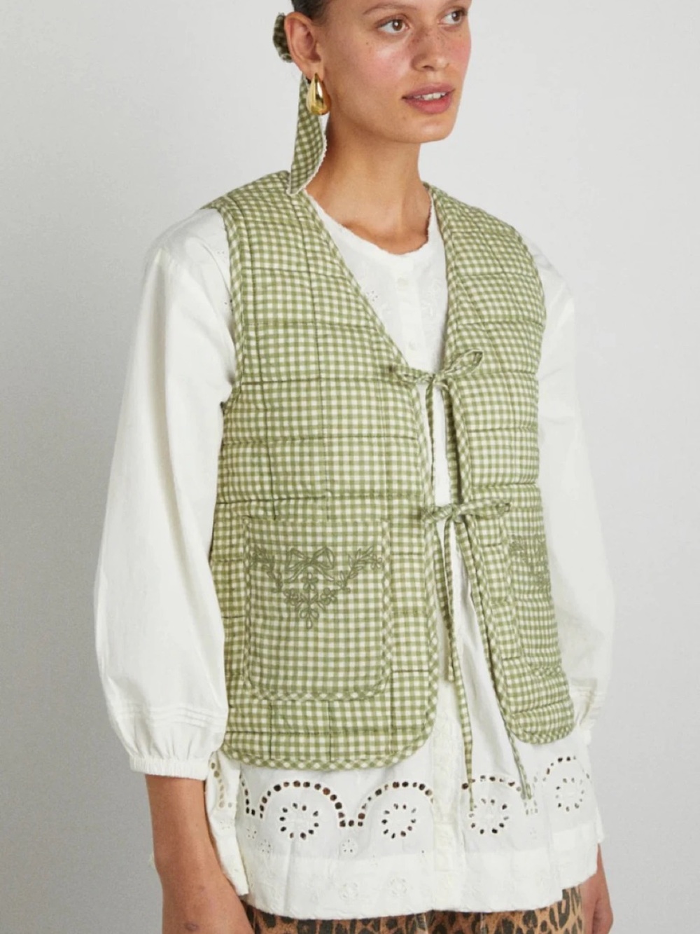 Damson Madder Reversible Gingham Arte Gilet